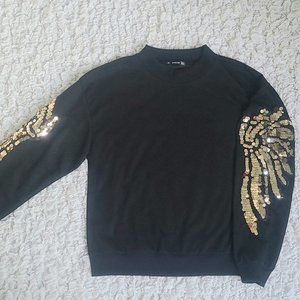 SHEIN Contrast Sequin Waffle Sweatshirt